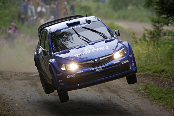 SWRT driver Petter Solberg in action on SS2, Day 1 of Rally of Finland 2008.